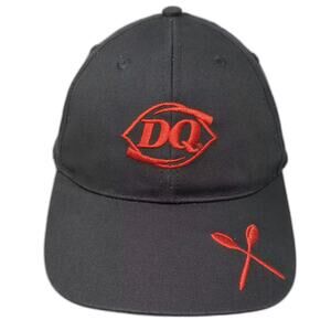 Dairy Queen Employee Baseball Cap Black Red OS Strapback DQ Crossed Spoons Hat